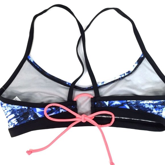 Champion Diamonds In The Rough Cross Back Swim Bra Size XL Blue White Black - Picture 6 of 9